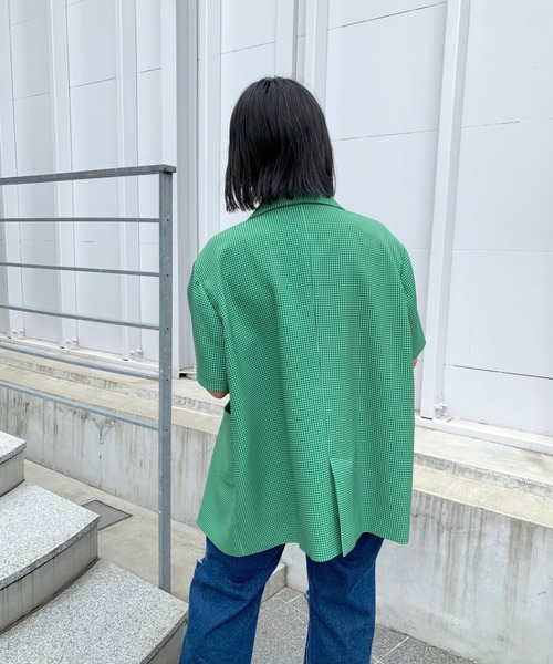 WHO'S WHO gallery（フーズフーギャラリー）の「シェパードチェックジャケット（テーラードジャケット・レディース・オレンジ/グリーン・FREE）」の11枚目の写真