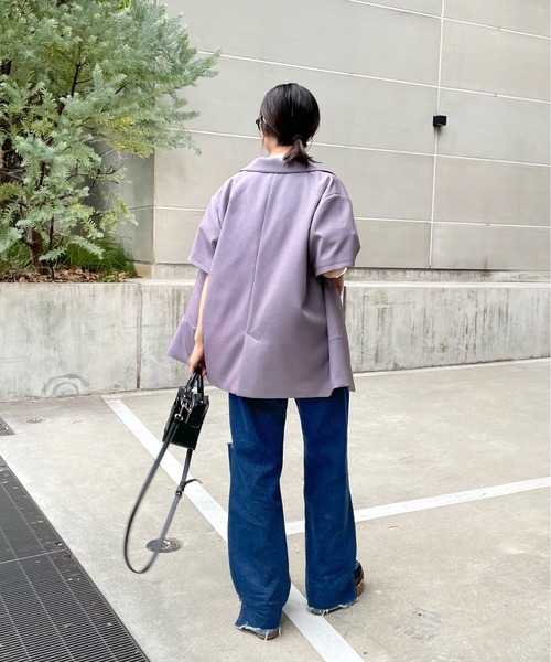 WHO'S WHO gallery（フーズフーギャラリー）の「シェパードチェックジャケット（テーラードジャケット・レディース・オレンジ/グリーン・FREE）」の8枚目の写真