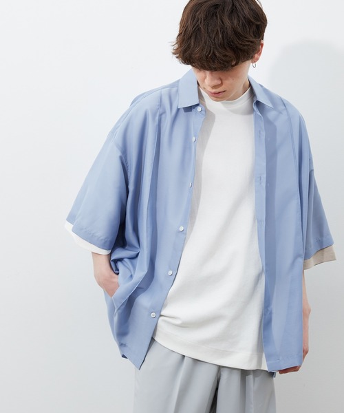 JUNRED（ジュンレッド）の「ピンタックシアーシャツ（シャツ/ブラウス・メンズ・ブラック/サックスブルー/グリーン・M/L）」の7枚目の写真