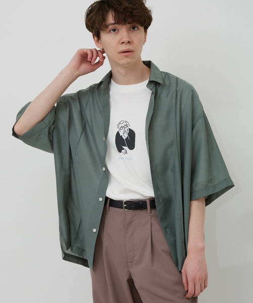 JUNRED（ジュンレッド）の「ピンタックシアーシャツ（シャツ/ブラウス・メンズ・ブラック/サックスブルー/グリーン・M/L）」の22枚目の写真