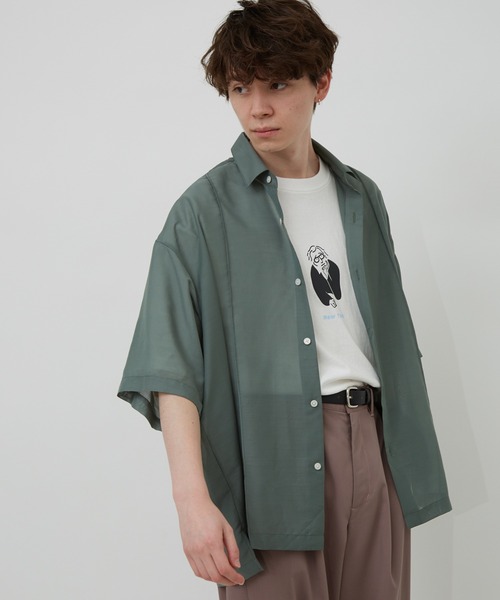 JUNRED（ジュンレッド）の「ピンタックシアーシャツ（シャツ/ブラウス・メンズ・ブラック/サックスブルー/グリーン・M/L）」の12枚目の写真