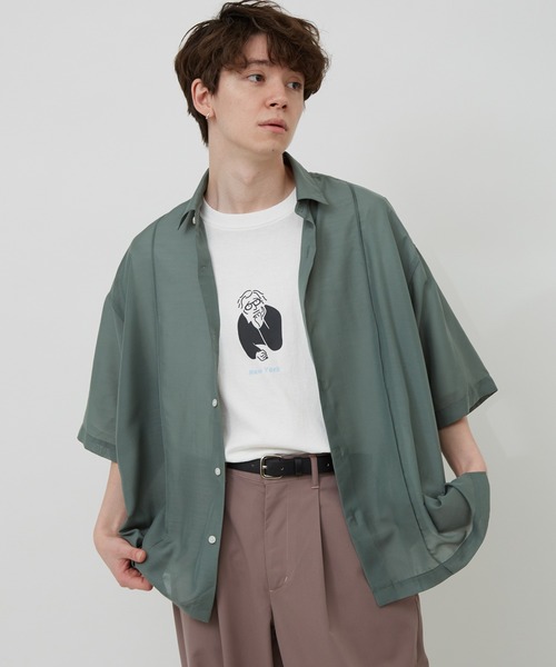 JUNRED（ジュンレッド）の「ピンタックシアーシャツ（シャツ/ブラウス・メンズ・ブラック/サックスブルー/グリーン・M/L）」の8枚目の写真