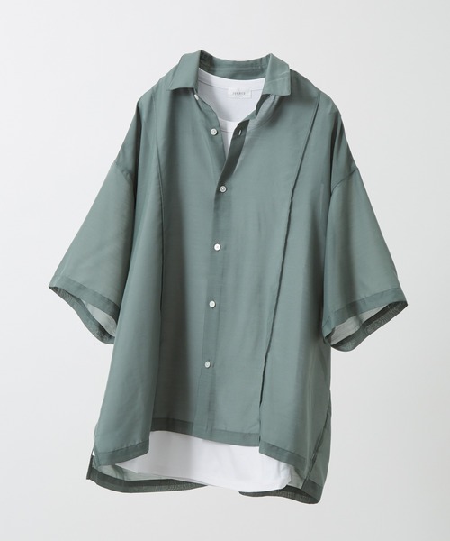 JUNRED（ジュンレッド）の「ピンタックシアーシャツ（シャツ/ブラウス・メンズ・ブラック/サックスブルー/グリーン・M/L）」の6枚目の写真