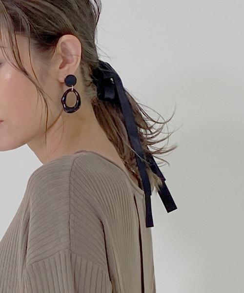 MIELI INVARIANT（ミエリインヴァリアント）の「Tear Oval Pierce（ピアス（両耳用）・レディース・ブラック・FREE）」の3枚目の写真