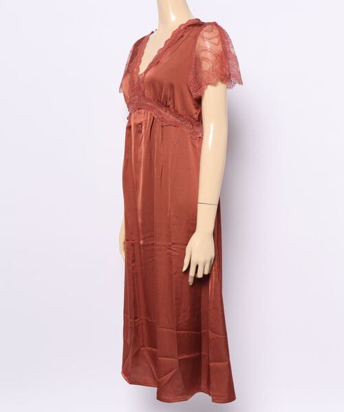 Jasmine Grandiflorum（ジャスミングランディフローラム）の「ロング丈ワンピースルームウェアランジェリー　ベビードール（ルームワンピース・レディース・ピンク/モカ/ワイン・MEDIUM/LARGE）」の4枚目の写真