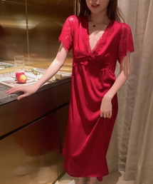 ロング丈ワンピースルームウェアランジェリー　ベビードール