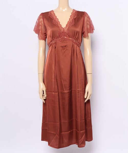 Jasmine Grandiflorum（ジャスミングランディフローラム）の「ロング丈ワンピースルームウェアランジェリー　ベビードール（ルームワンピース・レディース・ピンク/モカ/ワイン・MEDIUM/LARGE）」の6枚目の写真