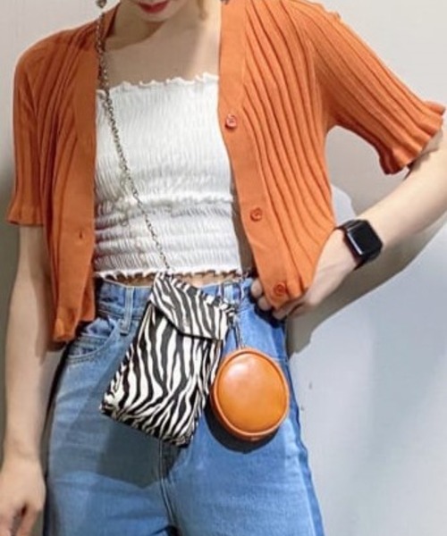 WEGO（ウィゴー）の「WEGO/フリルニットコンパクトカーディガン（カーディガン/ボレロ・レディース・ブラック/ライトパープル/オレンジ・FREE）」の3枚目の写真