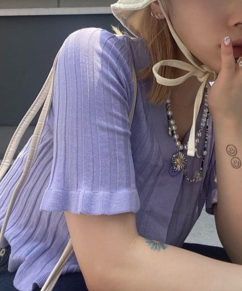 WEGO（ウィゴー）の「WEGO/フリルニットコンパクトカーディガン（カーディガン/ボレロ・レディース・ブラック/ライトパープル/オレンジ・FREE）」の10枚目の写真