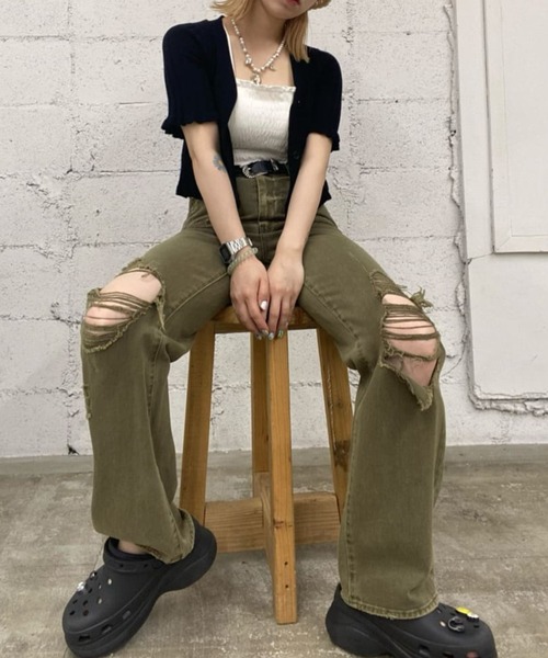 WEGO（ウィゴー）の「WEGO/フリルニットコンパクトカーディガン（カーディガン/ボレロ・レディース・ブラック/ライトパープル/オレンジ・FREE）」の7枚目の写真