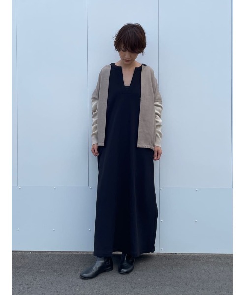 【美品】ビアズリー　袖ニット　ブルゾン　切替　ネイビー　ゆったり 美品】ビアズリー 袖ニット ブルゾン 切替 ネイビー ゆったり