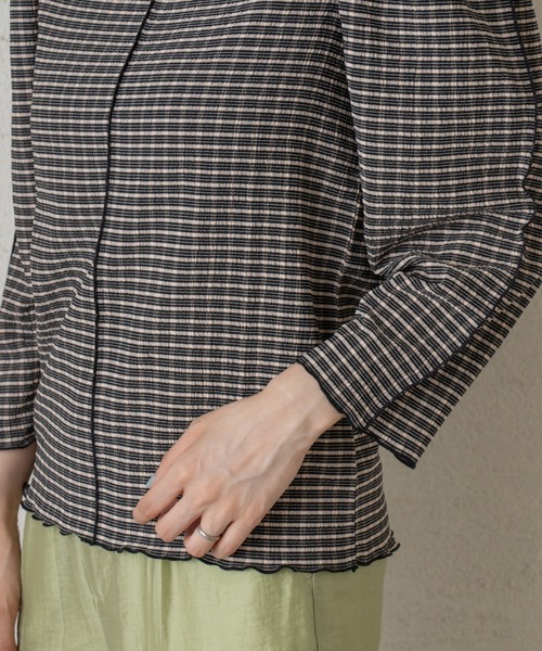 Kastane（カスタネ）の「ジャガードチェックパイピングプルオーバー（シャツ/ブラウス・レディース・ブラック/グリーン/アイボリー・FREE）」の16枚目の写真