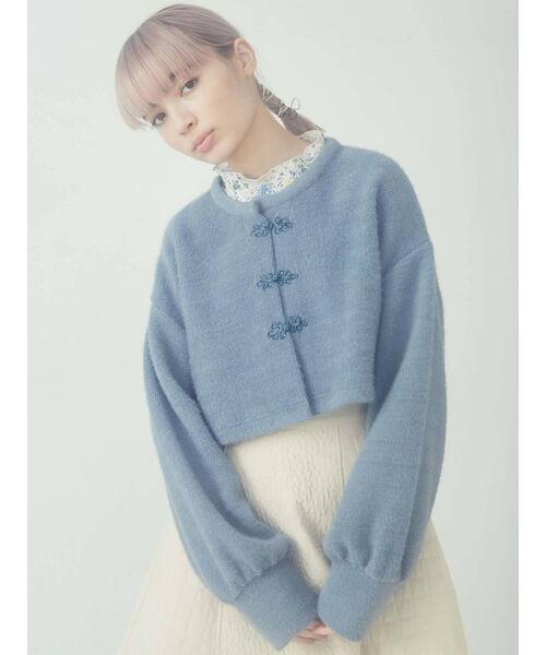 merry jenny(メリージェニー)の「fluffyチャイナニットソーカーディガン(カーディガン/ボレロ・レディース・ピンク/ブルー・FREE)」の6枚目の写真