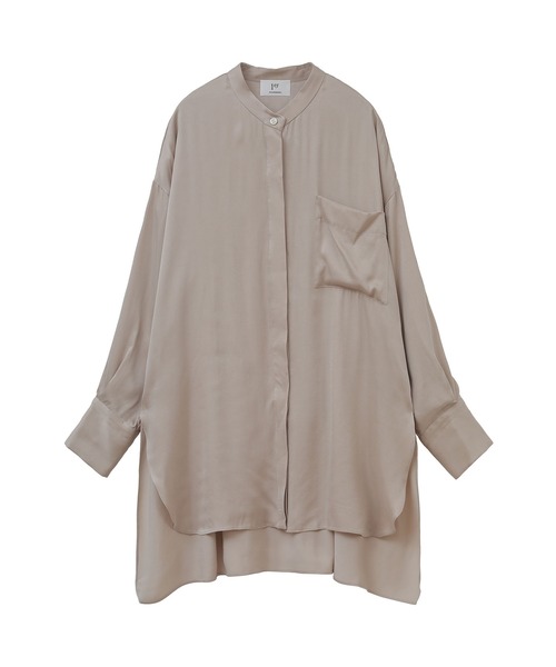 1er Arrondissement（プルミエアロンディスモン）の「ブライトフィブリルロングシャツ（シャツ/ブラウス・レディース・ブラック/グレイッシュベージュ・36）」の8枚目の写真