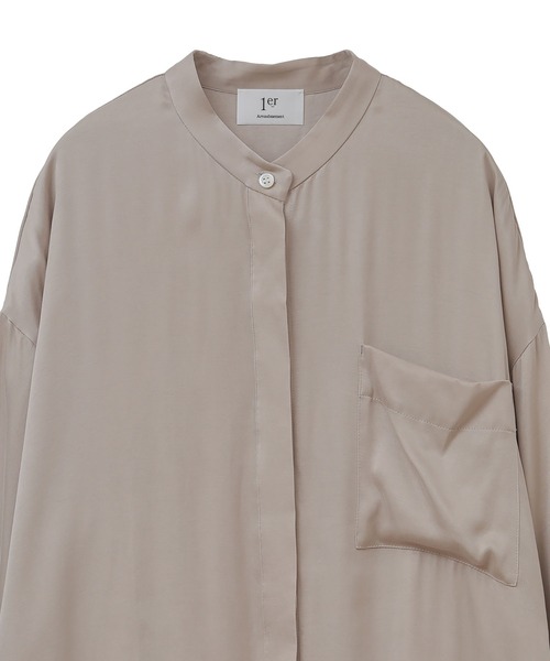 1er Arrondissement（プルミエアロンディスモン）の「ブライトフィブリルロングシャツ（シャツ/ブラウス・レディース・ブラック/グレイッシュベージュ・36）」の10枚目の写真