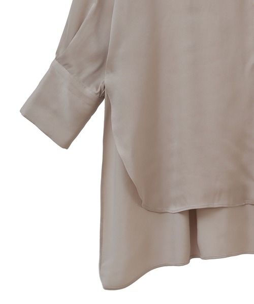 1er Arrondissement（プルミエアロンディスモン）の「ブライトフィブリルロングシャツ（シャツ/ブラウス・レディース・ブラック/グレイッシュベージュ・36）」の14枚目の写真