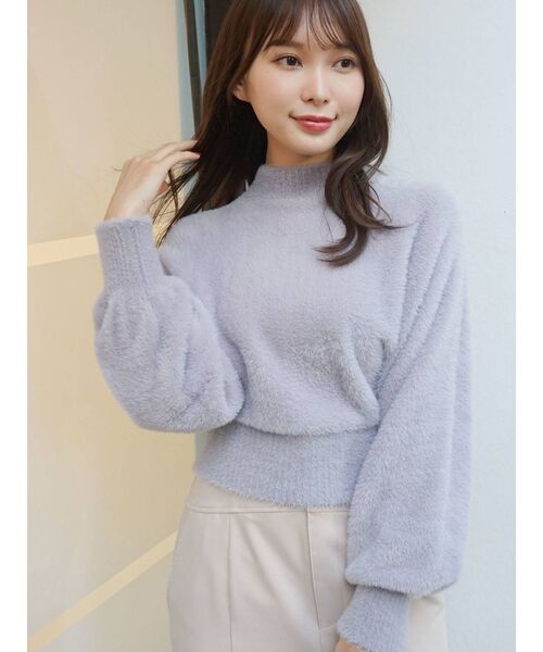 MERCURYDUO（マーキュリーデュオ）の「ハイネックミニシャギーニット（ニット/セーター・レディース・ブラウン/ライム/ブルー/アイボリー/ラベンダー・FREE）」の5枚目の写真