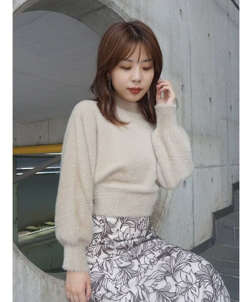 MERCURYDUO（マーキュリーデュオ）の「ハイネックミニシャギーニット（ニット/セーター・レディース・ブラウン/ライム/ブルー/アイボリー/ラベンダー・FREE）」の3枚目の写真