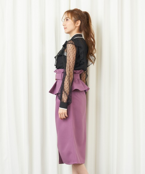 MIIA(ミーア)の「コルセットベルト付きタイトスカート(スカート・レディース・ブラック/ベージュ/パープル・FREE)」の7枚目の写真