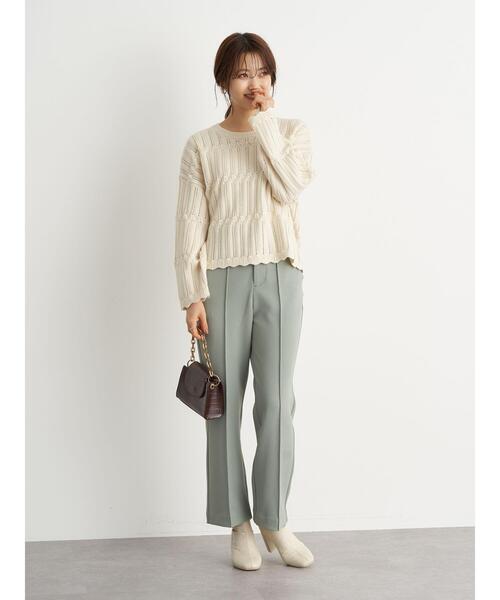 earth music&ecology（アースミュージックアンドエコロジー）の「【WEB限定】スカラップアイレットニットプルオーバー（ニット/セーター・レディース・ブラック/ダークブラウン/アイボリー/ライトベージュ・FREE）」の22枚目の写真