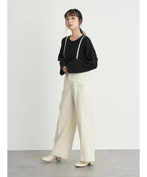 earth music&ecology（アースミュージックアンドエコロジー）の「【WEB限定】スカラップアイレットニットプルオーバー（ニット/セーター・レディース・ブラック/ダークブラウン/アイボリー/ライトベージュ・FREE）」の16枚目の写真