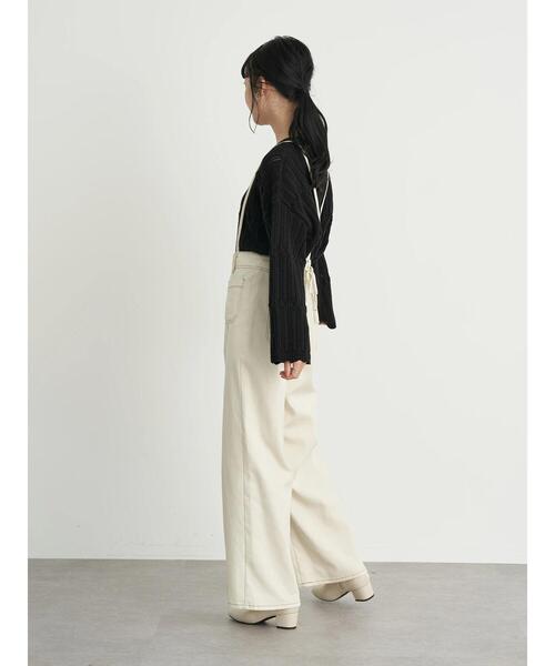 earth music&ecology（アースミュージックアンドエコロジー）の「【WEB限定】スカラップアイレットニットプルオーバー（ニット/セーター・レディース・ブラック/ダークブラウン/アイボリー/ライトベージュ・FREE）」の14枚目の写真