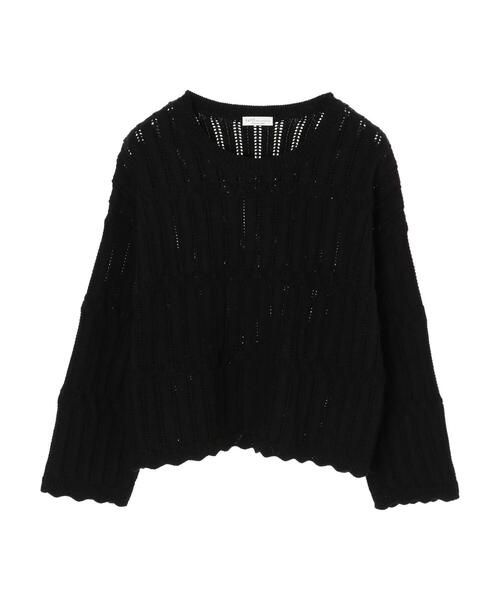 earth music&ecology（アースミュージックアンドエコロジー）の「【WEB限定】スカラップアイレットニットプルオーバー（ニット/セーター・レディース・ブラック/ダークブラウン/アイボリー/ライトベージュ・FREE）」の7枚目の写真