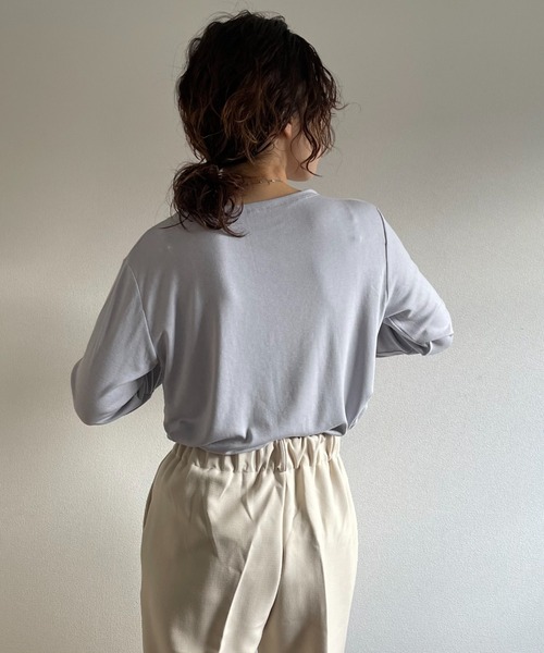 wee9s（ウィークス）の「high waist tuck wide pants / ハイウエストゴム入りタックワイドパンツ（スラックス・レディース・チャコールグレー/ブラック/ブラウン/ピンク/アイボリー・FREE）」の15枚目の写真