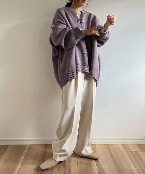 wee9s（ウィークス）の「high waist tuck wide pants / ハイウエストゴム入りタックワイドパンツ（スラックス・レディース・チャコールグレー/ブラック/ブラウン/ピンク/アイボリー・FREE）」の10枚目の写真