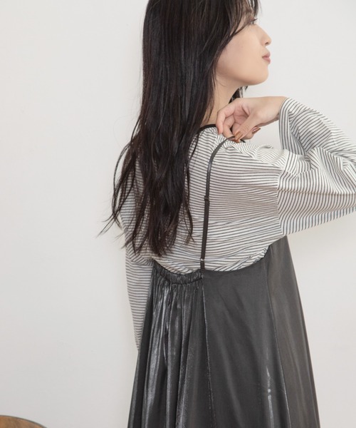 Mysa&Liina（ミーサリーナ）の「細ボーダー2WAYショートカーディガン（カーディガン/ボレロ・レディース・サックスブルー/オフホワイト/ミント・M）」の6枚目の写真