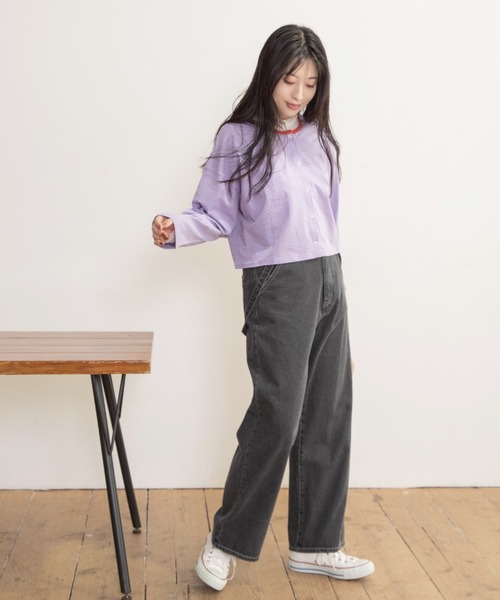 Mysa&Liina（ミーサリーナ）の「細ボーダー2WAYショートカーディガン（カーディガン/ボレロ・レディース・サックスブルー/オフホワイト/ミント・M）」の21枚目の写真