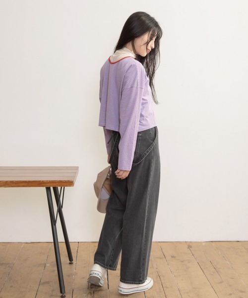 Mysa&Liina（ミーサリーナ）の「細ボーダー2WAYショートカーディガン（カーディガン/ボレロ・レディース・サックスブルー/オフホワイト/ミント・M）」の14枚目の写真