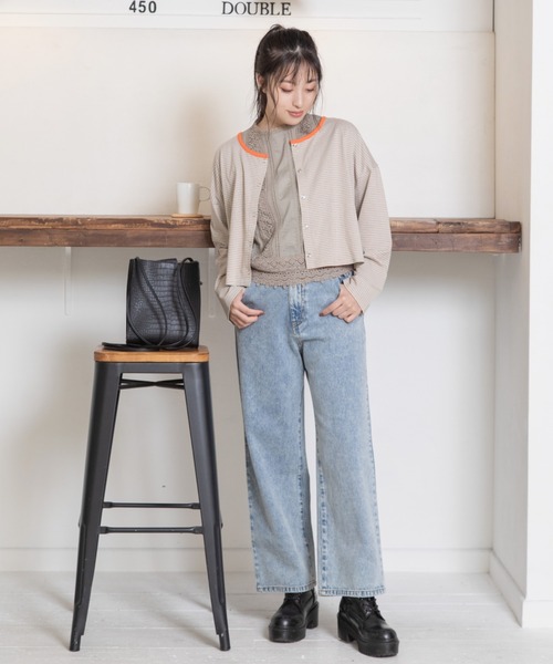 Mysa&Liina（ミーサリーナ）の「細ボーダー2WAYショートカーディガン（カーディガン/ボレロ・レディース・サックスブルー/オフホワイト/ミント・M）」の22枚目の写真
