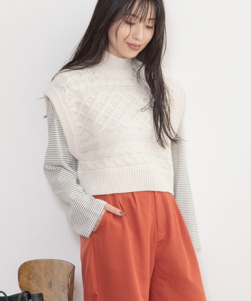 Mysa&Liina（ミーサリーナ）の「細ボーダー2WAYショートカーディガン（カーディガン/ボレロ・レディース・サックスブルー/オフホワイト/ミント・M）」の18枚目の写真