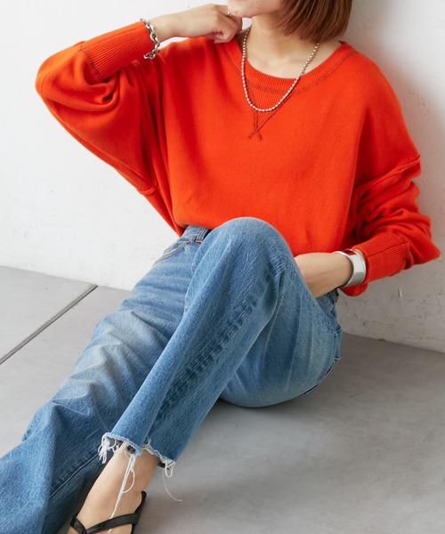 CIAOPANIC TYPY（チャオパニックティピー）の「【OSORO】スウェットライクニット（ニット/セーター・レディース・ブラック/グレー/イエロー/オレンジ/グリーン・ONE SIZE）」の5枚目の写真