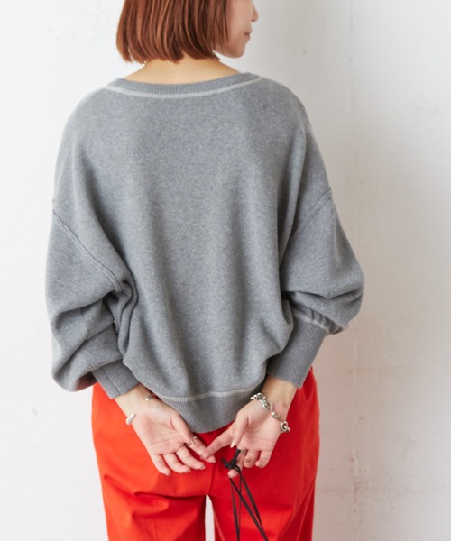 CIAOPANIC TYPY（チャオパニックティピー）の「【OSORO】スウェットライクニット（ニット/セーター・レディース・ブラック/グレー/イエロー/オレンジ/グリーン・ONE SIZE）」の22枚目の写真