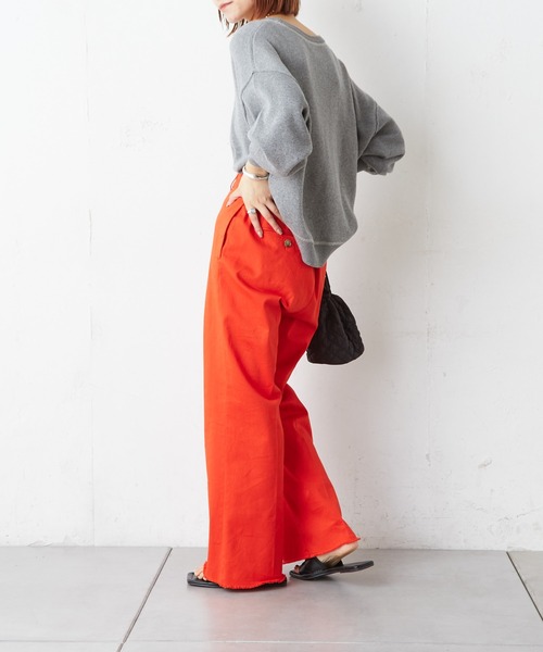 CIAOPANIC TYPY（チャオパニックティピー）の「【OSORO】スウェットライクニット（ニット/セーター・レディース・ブラック/グレー/イエロー/オレンジ/グリーン・ONE SIZE）」の7枚目の写真