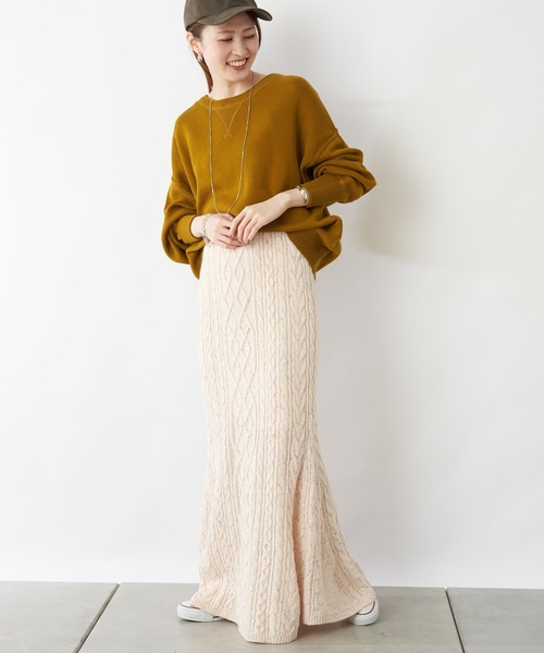 CIAOPANIC TYPY（チャオパニックティピー）の「【OSORO】スウェットライクニット（ニット/セーター・レディース・ブラック/グレー/イエロー/オレンジ/グリーン・ONE SIZE）」の9枚目の写真