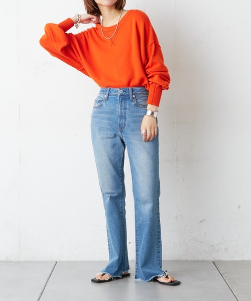 CIAOPANIC TYPY（チャオパニックティピー）の「【OSORO】スウェットライクニット（ニット/セーター・レディース・ブラック/グレー/イエロー/オレンジ/グリーン・ONE SIZE）」の20枚目の写真