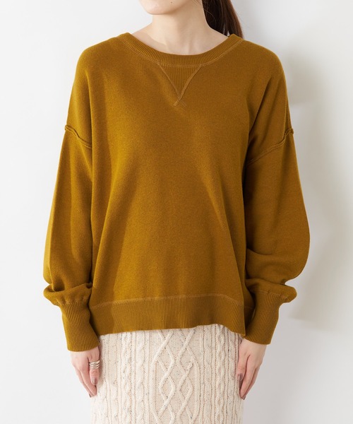 CIAOPANIC TYPY（チャオパニックティピー）の「【OSORO】スウェットライクニット（ニット/セーター・レディース・ブラック/グレー/イエロー/オレンジ/グリーン・ONE SIZE）」の10枚目の写真