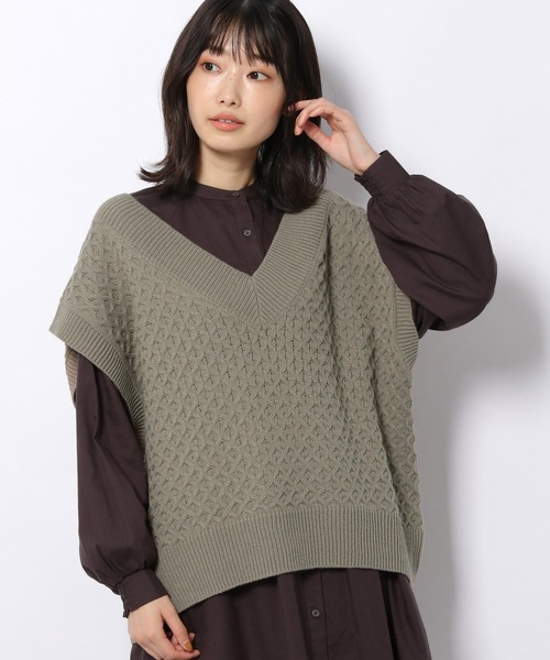 LAKOLE（ラコレ）の「7GワッフルBIGベスト / 217620（ベスト・レディース・オフホワイト/カーキ/ブラウン系その他・SMALL/MEDIUM）」の3枚目の写真