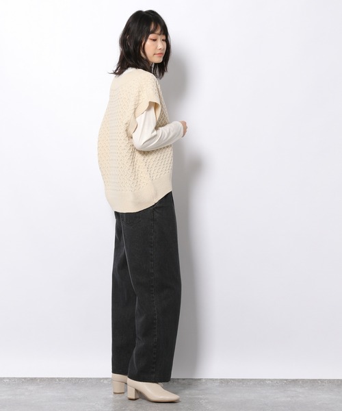 LAKOLE（ラコレ）の「7GワッフルBIGベスト / 217620（ベスト・レディース・オフホワイト/カーキ/ブラウン系その他・SMALL/MEDIUM）」の4枚目の写真