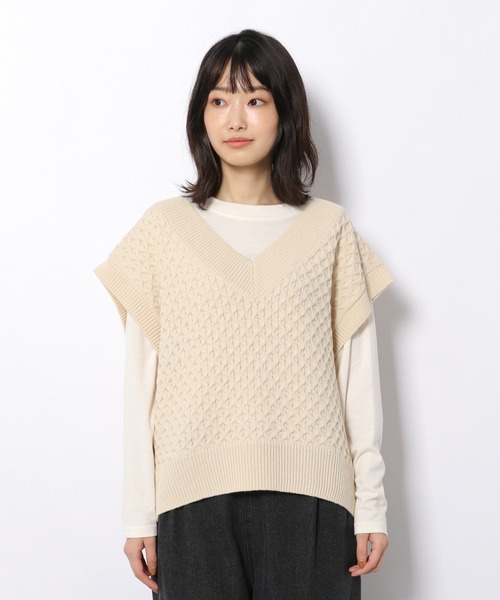 LAKOLE（ラコレ）の「7GワッフルBIGベスト / 217620（ベスト・レディース・オフホワイト/カーキ/ブラウン系その他・SMALL/MEDIUM）」の5枚目の写真