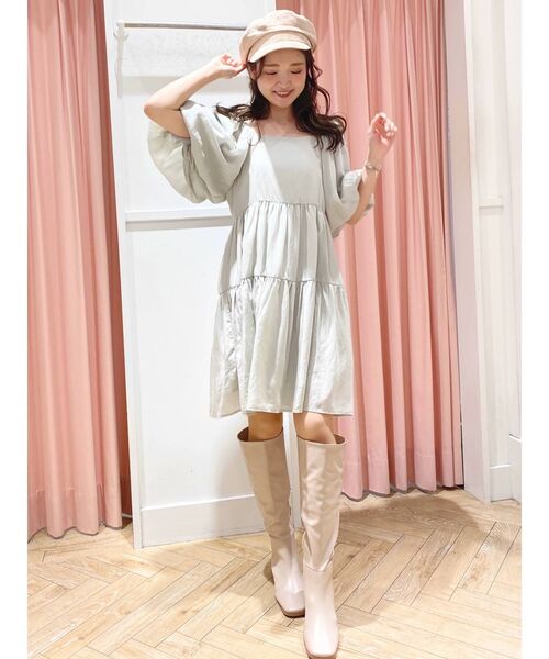 MERCURYDUO（マーキュリーデュオ）の「ボリュームスリーブミニシャツワンピース（ワンピース・レディース・ブラック/ピンク/ミント・SMALL/MEDIUM）」の9枚目の写真