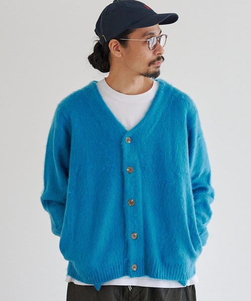 CPCM(シーピーシーエム)の「カラーニットBIGカーディガン(カーディガン/ボレロ・メンズ・チャコールグレー/マスタード/グリーン/サックスブルー/ベージュ・FREE)」の4枚目の写真