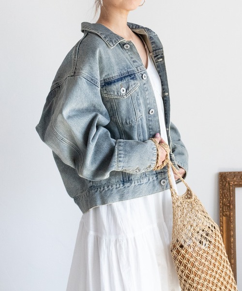 PICHI（ピイチ）の「デザインデニムGジャン（デニムジャケット・レディース・ライトブルー/ブルー・S/M）」の4枚目の写真