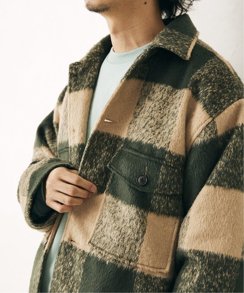 JOURNAL STANDARD relume（ジャーナルスタンダード　レリューム）の「OVERSIZE SHAGGY PLAID BLOUSON/チェックブルゾン（ブルゾン・メンズ・ブラック/ネイビー/グリーン・LARGE/MEDIUM）」の7枚目の写真