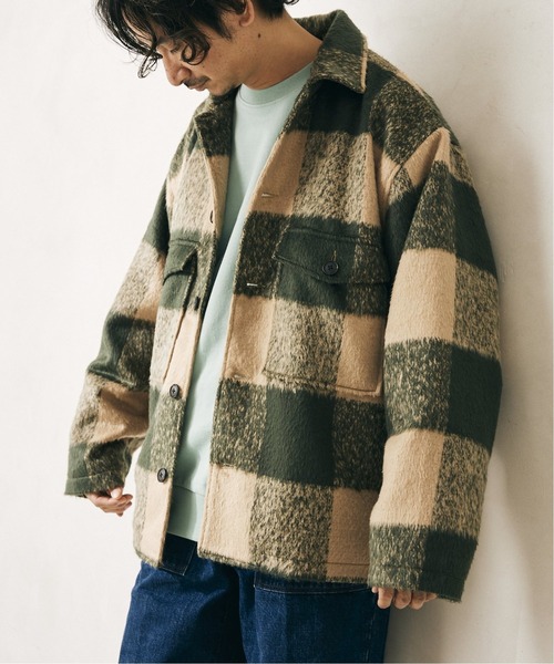 JOURNAL STANDARD relume（ジャーナルスタンダード　レリューム）の「OVERSIZE SHAGGY PLAID BLOUSON/チェックブルゾン（ブルゾン・メンズ・ブラック/ネイビー/グリーン・LARGE/MEDIUM）」の9枚目の写真