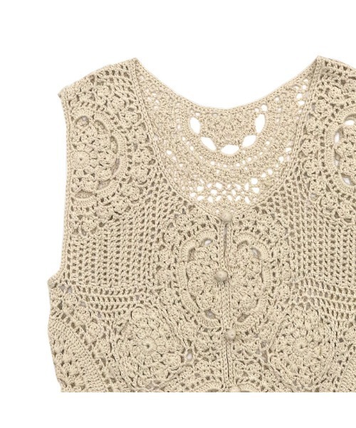 select MOCA（セレクトモカ）の「2WAYかぎ針編みニットベスト（ベスト・レディース・ブラック/グリーン/アイボリー・FREE）」の12枚目の写真