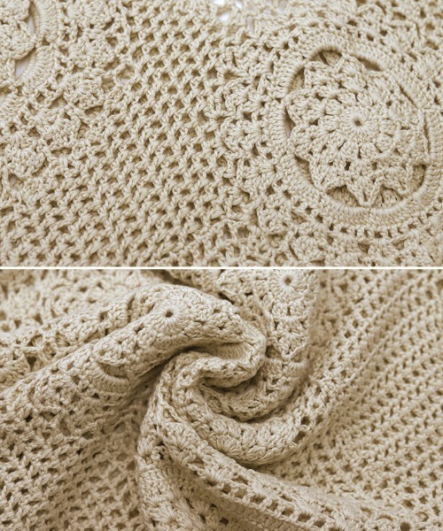 select MOCA（セレクトモカ）の「2WAYかぎ針編みニットベスト（ベスト・レディース・ブラック/グリーン/アイボリー・FREE）」の14枚目の写真